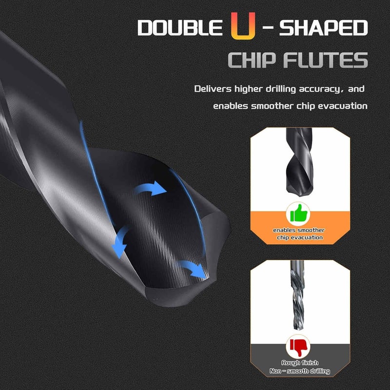 CoCud Drill Bit, 24.5mm Cutting Diameter, 1/2" Reduced Shank 3-Flat 4341 HSS Nitriding Black 118° Cutting Angle Bits - (Applications: for Plastic Wood) - Image 5